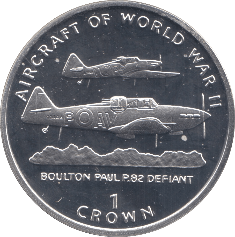 1995 SILVER PROOF AIRCRAFT OF WWII COMMEMORATIVE CROWN ISLE OF MAN - SILVER WORLD COINS - Cambridgeshire Coins