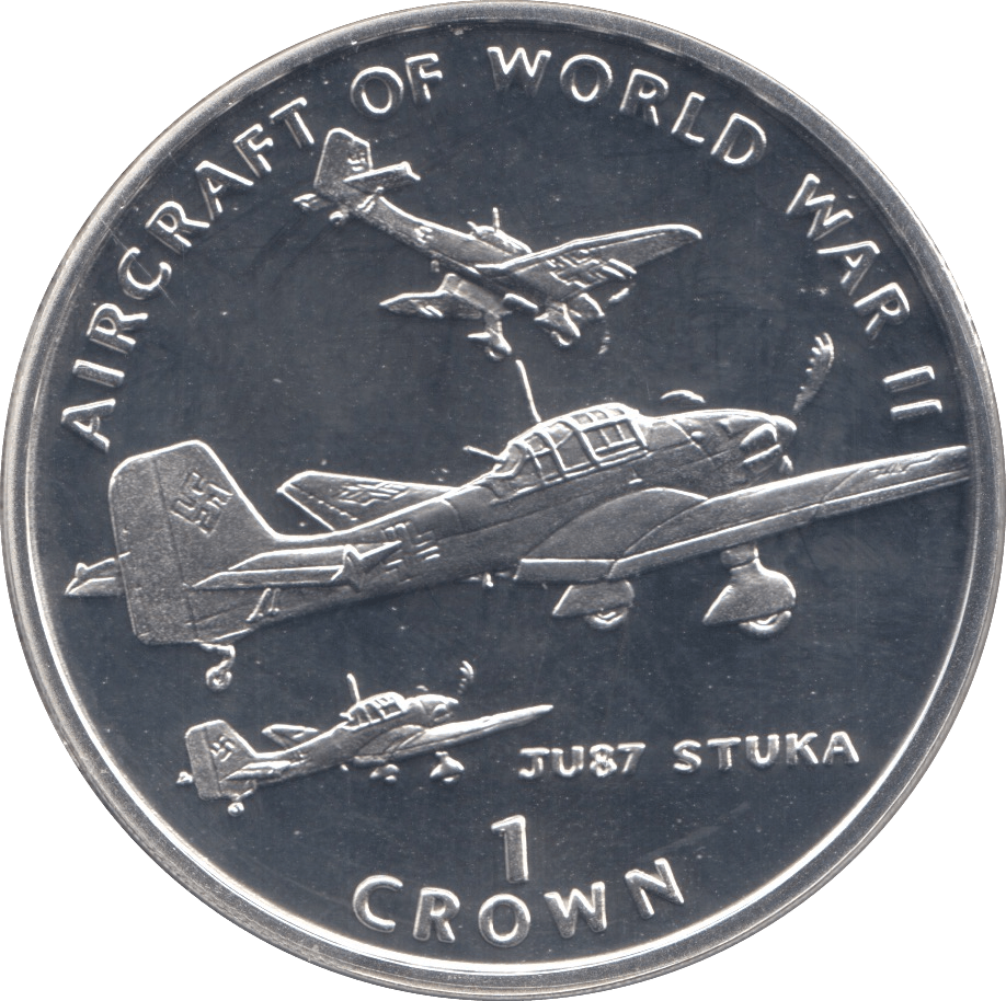 1995 SILVER PROOF AIRCRAFT OF WWII COMMEMORATIVE CROWN ISLE OF MAN - SILVER WORLD COINS - Cambridgeshire Coins