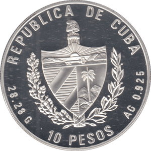 1995 SILVER PROOF CUBA 10 PESOS - Silver Proof - Cambridgeshire Coins
