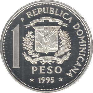 1995 SILVER PROOF DOMINICAN REPUBLIC 1 PESO - Silver Proof - Cambridgeshire Coins