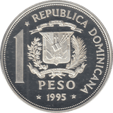 1995 SILVER PROOF DOMINICAN REPUBLIC 1 PESO - Silver Proof - Cambridgeshire Coins