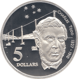 1995 SILVER PROOF FIVE DOLLARS AUSTRALIA CHARLES TODD - SILVER WORLD COINS - Cambridgeshire Coins