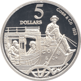 1995 SILVER PROOF FIVE DOLLARS AUSTRALIA COBB & CO - SILVER WORLD COINS - Cambridgeshire Coins