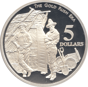 1995 SILVER PROOF FIVE DOLLARS AUSTRALIA GOLD RUSH ERA - SILVER WORLD COINS - Cambridgeshire Coins