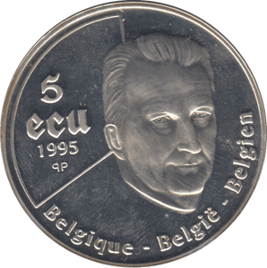 1995 SILVER PROOF FIVE ECU BELGIUM - SILVER WORLD COINS - Cambridgeshire Coins