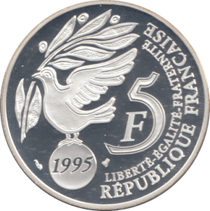 1995 SILVER PROOF FRENCH 5 FRANCS - Silver Proof - Cambridgeshire Coins