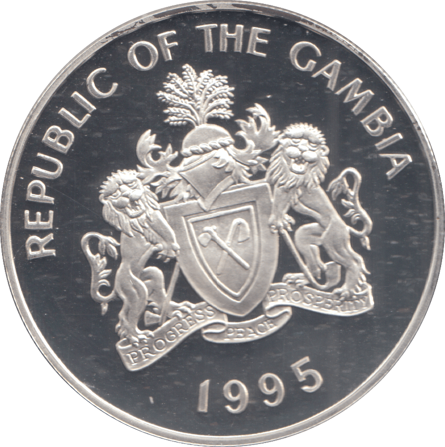 1995 SILVER PROOF GAMBIA 20 DALASIS - Silver Proof - Cambridgeshire Coins