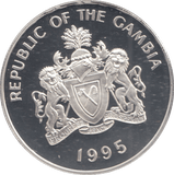 1995 SILVER PROOF GAMBIA 20 DALASIS - Silver Proof - Cambridgeshire Coins