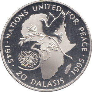 1995 SILVER PROOF GAMBIA 20 DALASIS - Silver Proof - Cambridgeshire Coins