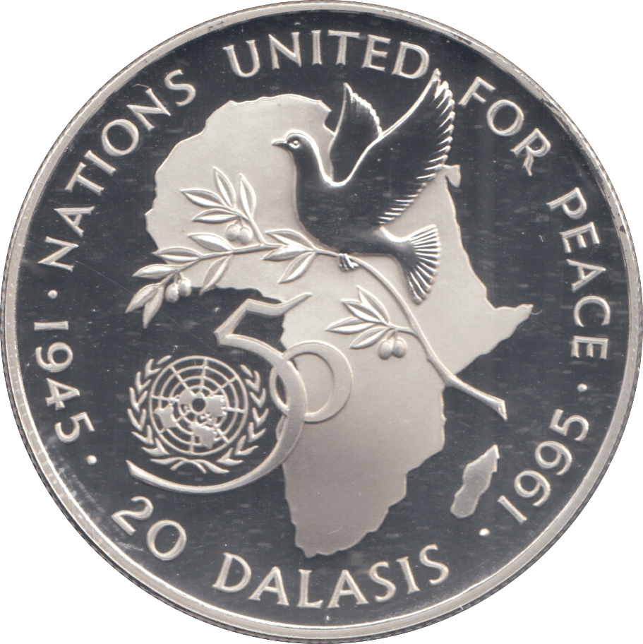 1995 SILVER PROOF GAMBIA 20 DALASIS - Silver Proof - Cambridgeshire Coins