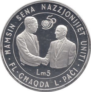 1995 SILVER PROOF MALTA 5 LIRI - Silver Proof - Cambridgeshire Coins