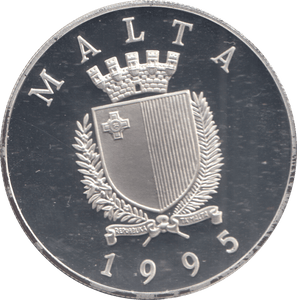 1995 SILVER PROOF MALTA 5 LIRI - Silver Proof - Cambridgeshire Coins