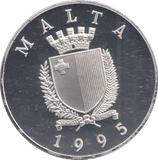 1995 SILVER PROOF MALTA 5 LIRI - Silver Proof - Cambridgeshire Coins
