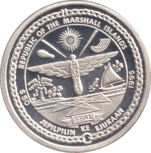 1995 SILVER PROOF MARSHALL ISLANDS 50 DOLLARS - SILVER WORLD COINS - Cambridgeshire Coins