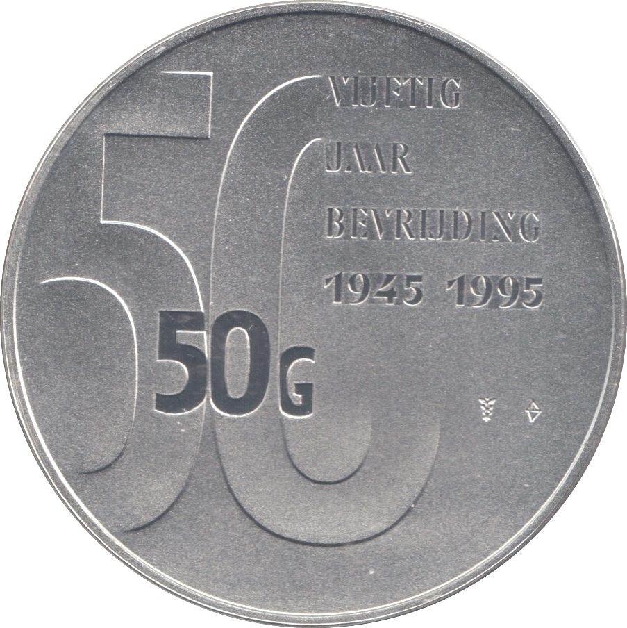 1995 SILVER PROOF NETHERLAND 50 GULDEN - SILVER WORLD COINS - Cambridgeshire Coins