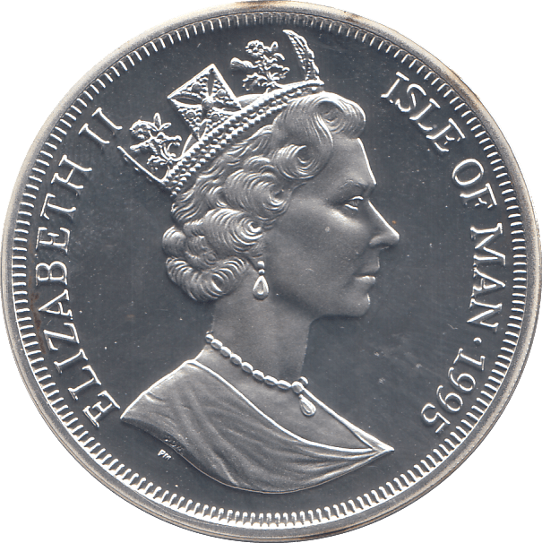 1995 SILVER PROOF ONE CROWN ISLE OF MAN - SILVER WORLD COINS - Cambridgeshire Coins
