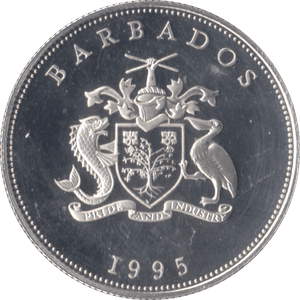 1995 SILVER PROOF ONE DOLLAR BARBADOS - SILVER WORLD COINS - Cambridgeshire Coins