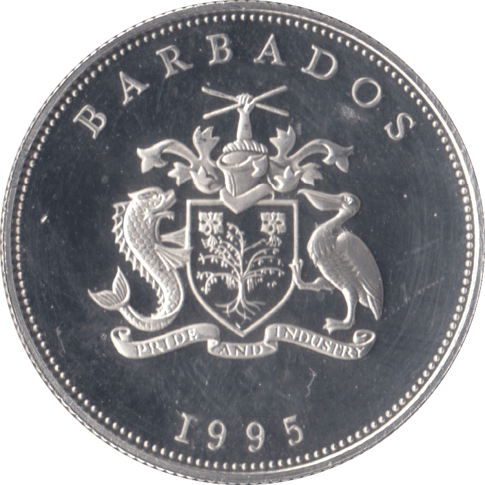 1995 SILVER PROOF ONE DOLLAR BARBADOS - SILVER WORLD COINS - Cambridgeshire Coins