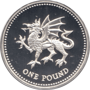 1995 SILVER PROOF ONE POUND £1 WELSH DRAGON - SILVER WORLD COINS - Cambridgeshire Coins