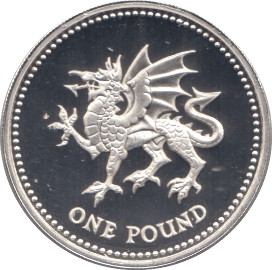 1995 SILVER PROOF ONE POUND £1 WELSH DRAGON - SILVER WORLD COINS - Cambridgeshire Coins