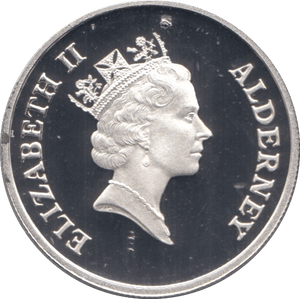 1995 SILVER PROOF ONE POUND ALDERNEY - SILVER WORLD COINS - Cambridgeshire Coins