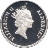 1995 SILVER PROOF ONE POUND ALDERNEY - SILVER WORLD COINS - Cambridgeshire Coins