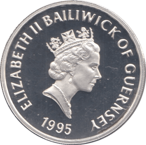 1995 SILVER PROOF ONE POUND GUERNSEY - SILVER WORLD COINS - Cambridgeshire Coins