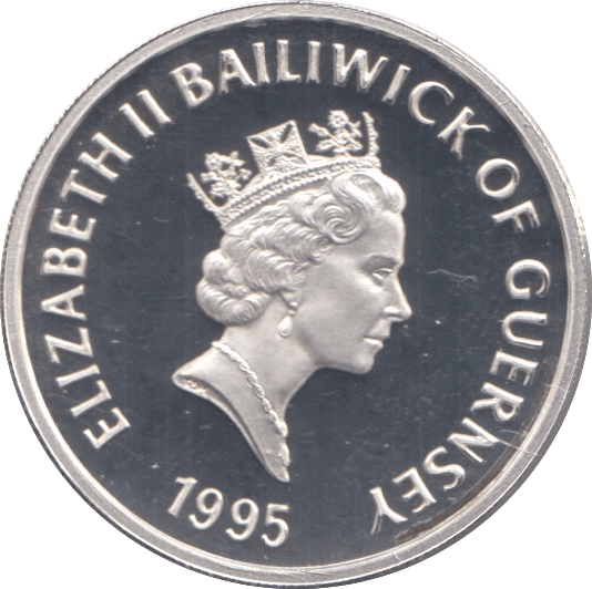 1995 SILVER PROOF ONE POUND GUERNSEY - SILVER WORLD COINS - Cambridgeshire Coins