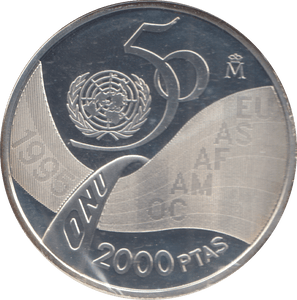 1995 SILVER PROOF SPAIN 2000 PTAS - Silver Proof - Cambridgeshire Coins