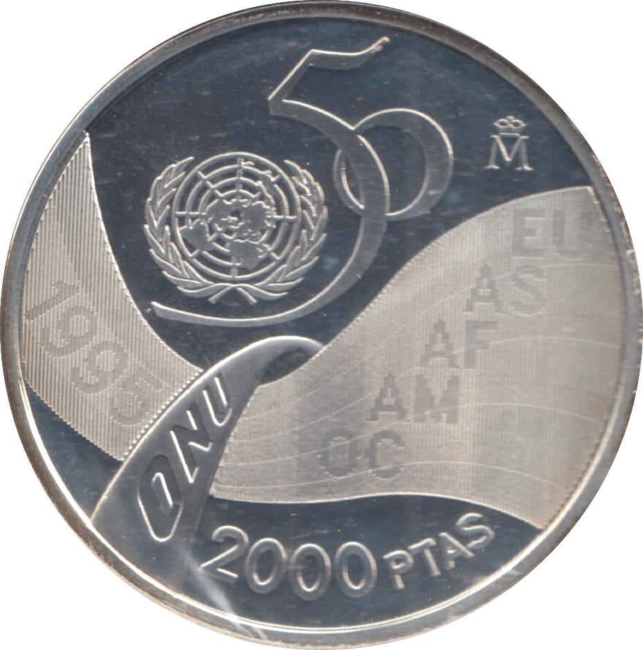 1995 SILVER PROOF SPAIN 2000 PTAS - Silver Proof - Cambridgeshire Coins