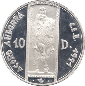 1995 SILVER PROOF TEN DINARS ECU ANDORRA - SILVER WORLD COINS - Cambridgeshire Coins