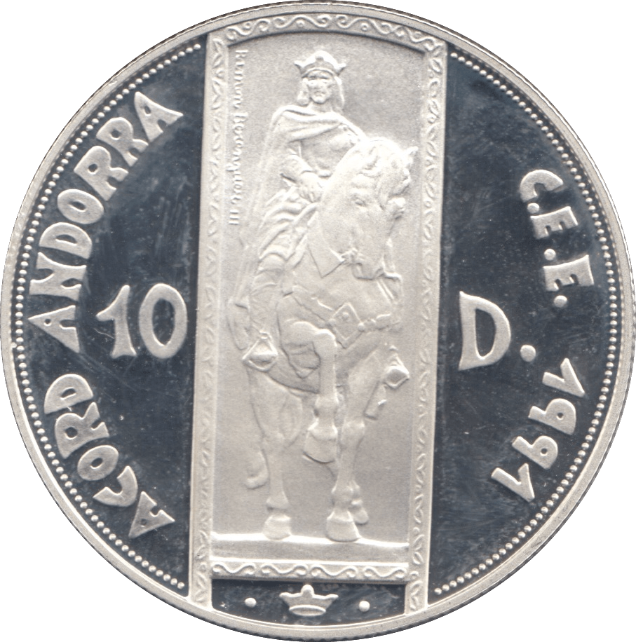 1995 SILVER PROOF TEN DINARS ECU ANDORRA - SILVER WORLD COINS - Cambridgeshire Coins