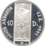 1995 SILVER PROOF TEN DINARS ECU ANDORRA - SILVER WORLD COINS - Cambridgeshire Coins