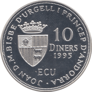 1995 SILVER PROOF TEN DINERS ECU ANDORRA - SILVER WORLD COINS - Cambridgeshire Coins