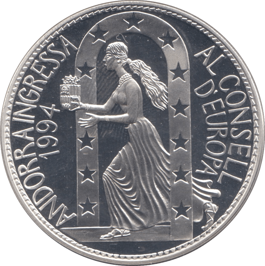 1995 SILVER PROOF TEN DINERS ECU ANDORRA - SILVER WORLD COINS - Cambridgeshire Coins
