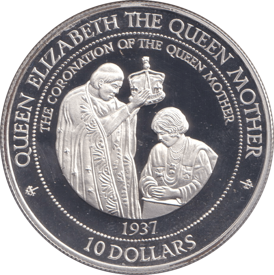 1995 SILVER PROOF TEN DOLLARS CORONATION OF QUEEN MOTHER - SILVER WORLD COINS - Cambridgeshire Coins