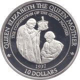 1995 SILVER PROOF TEN DOLLARS CORONATION OF QUEEN MOTHER - SILVER WORLD COINS - Cambridgeshire Coins