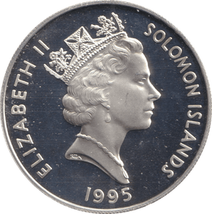 1995 TEN DOLLARS SOLOMON ISLANDS QUEEN ELIZABETH MOTHER - SILVER WORLD COINS - Cambridgeshire Coins