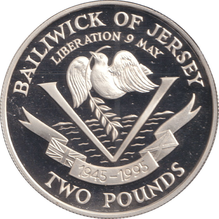 1995 TWO POUNDS BAILIWICK OF JERSEY LIBERATION - SILVER WORLD COINS - Cambridgeshire Coins