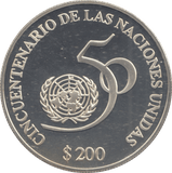 1995 URUGUAY 200 PESOS - Silver Proof - Cambridgeshire Coins