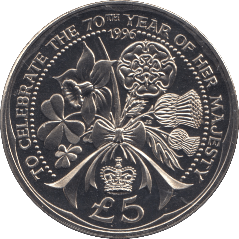 1996 ALDERNEY £5 COIN 70TH ANNIVERSARY CELEBRATION - WORLD COINS - Cambridgeshire Coins
