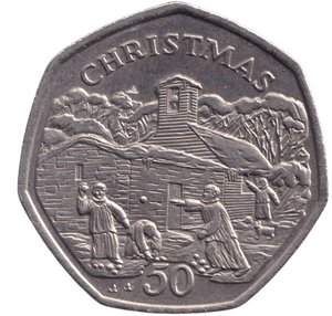 1996 CHRISTMAS 50P ISLE OF MAN - 50P CIRCULATED - Cambridgeshire Coins