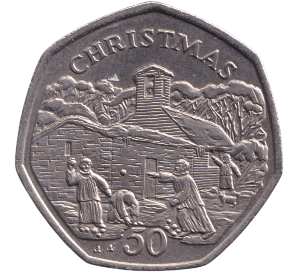 1996 CHRISTMAS 50P ISLE OF MAN - 50P CIRCULATED - Cambridgeshire Coins