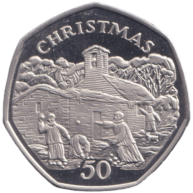 1996 CHRISTMAS 50P SNOWBALL ISLE OF MAN ( PROOF ) - 50P REGIONAL ISSUES - Cambridgeshire Coins