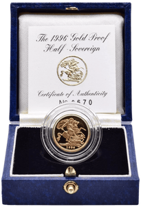 1996 GOLD PROOF HALF SOVEREIGN BOXED - GOLD PROOF HALF SOVEREIGNS - Cambridgeshire Coins
