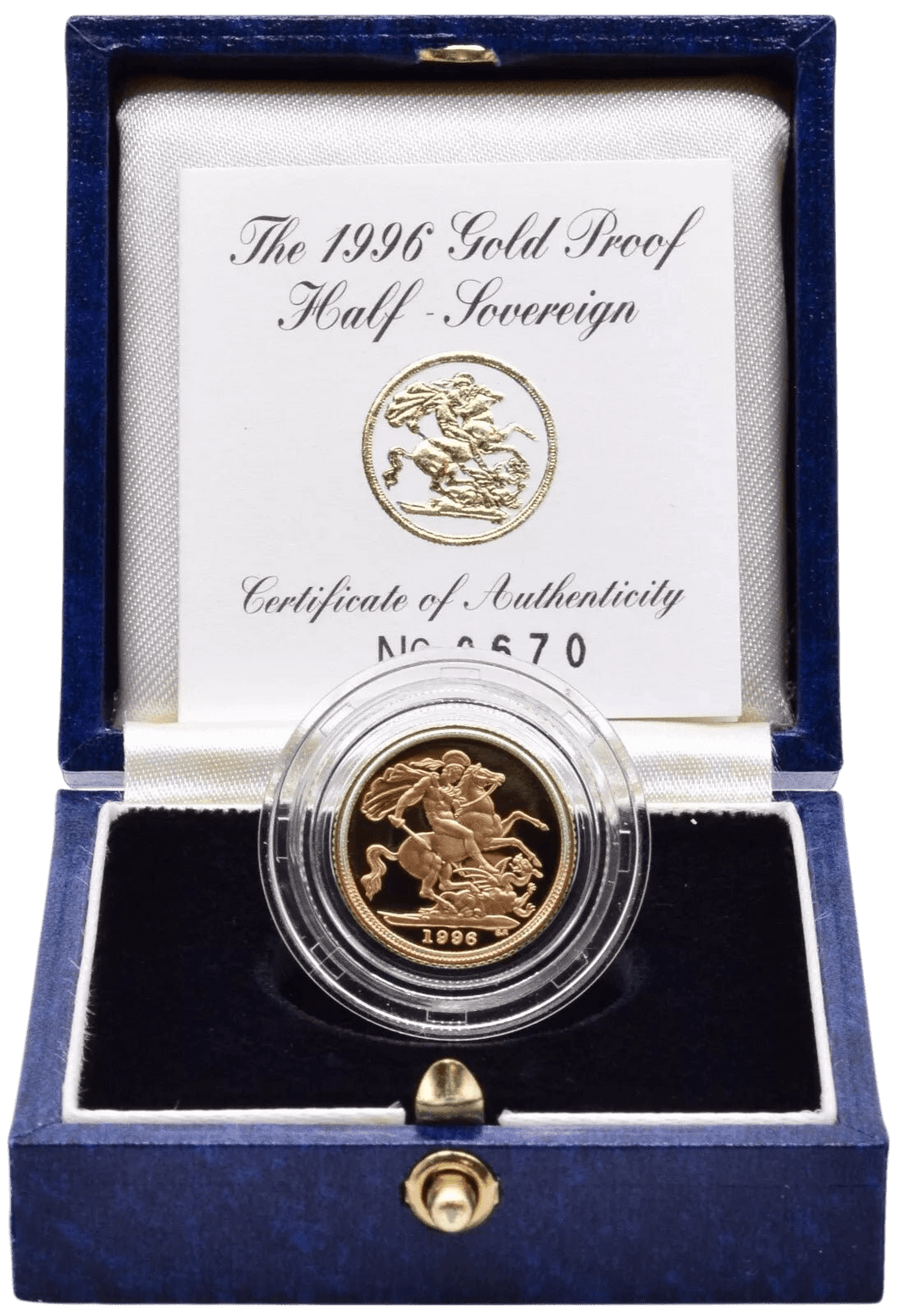 1996 GOLD PROOF HALF SOVEREIGN BOXED - GOLD PROOF HALF SOVEREIGNS - Cambridgeshire Coins