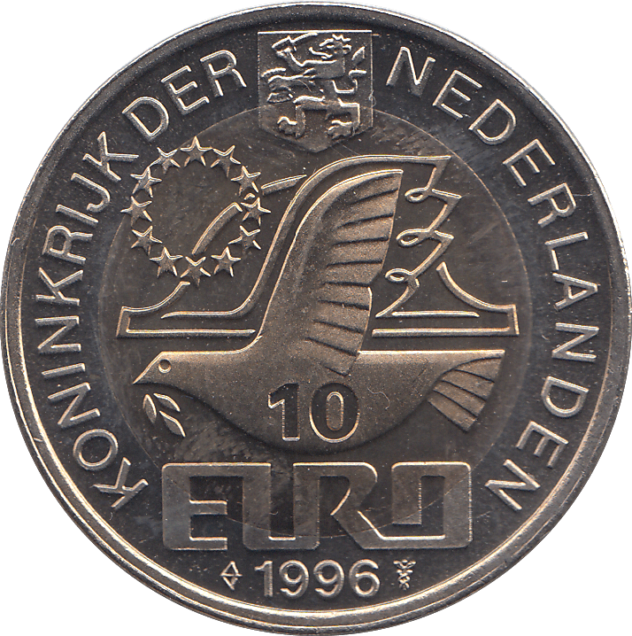 1996 NETHERLANDS 10 EUROS - WORLD COINS - Cambridgeshire Coins