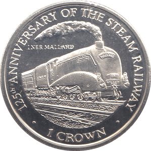 1996 ONE CROWN 125TH ANNIVERSARY OF THE STEAM RAILWAY - WORLD COINS - Cambridgeshire Coins