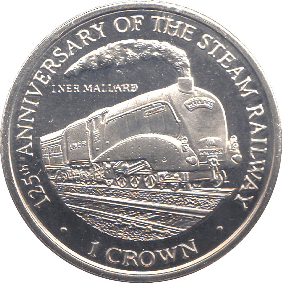 1996 ONE CROWN 125TH ANNIVERSARY OF THE STEAM RAILWAY - WORLD COINS - Cambridgeshire Coins