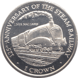1996 ONE CROWN 125TH ANNIVERSARY OF THE STEAM RAILWAY - WORLD COINS - Cambridgeshire Coins